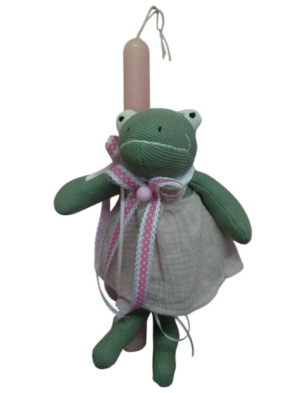 Λαμπάδα βατραχίνα με ροζ φορεματάκι 0 μηνών+