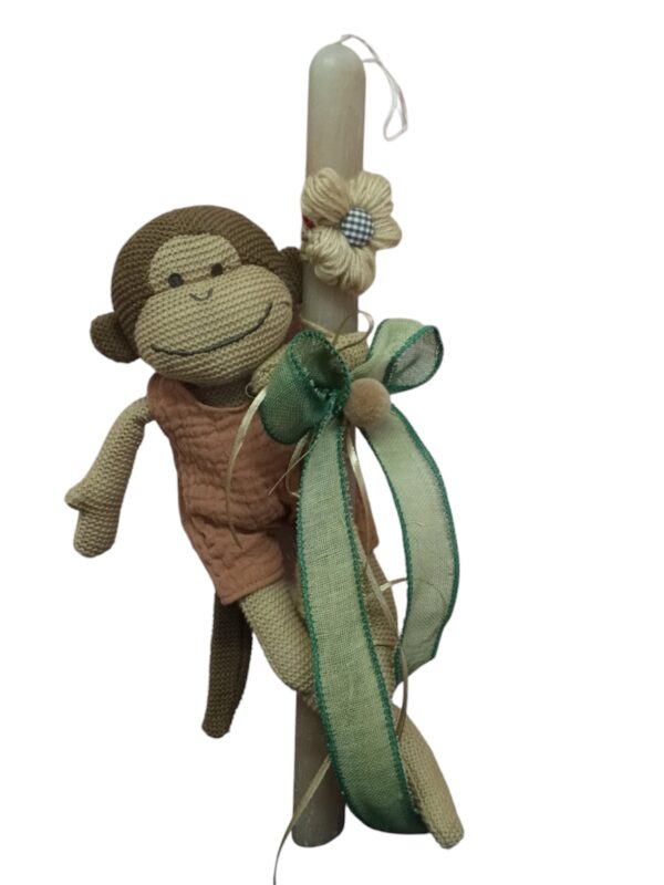 Λαμπάδα με υφασμάτινο μαιμουδάκι